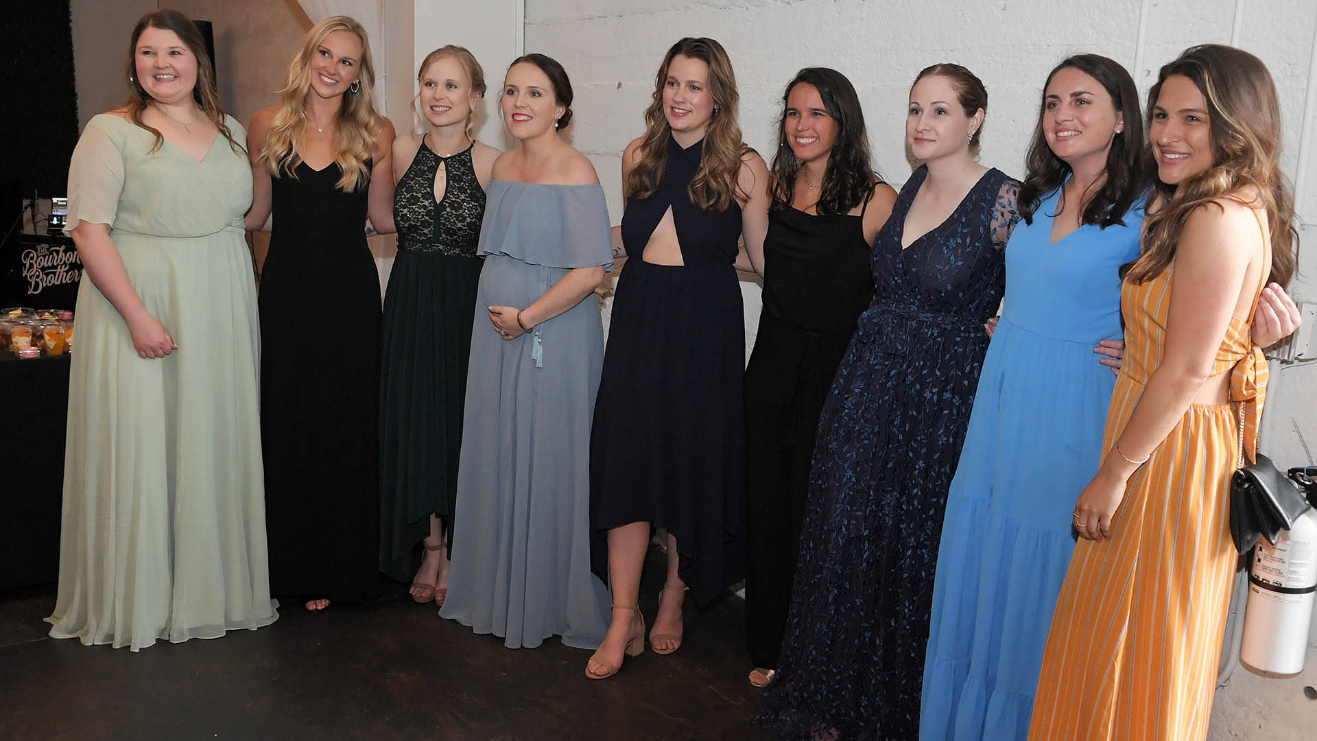 Kate Rich, Rylee Klocow, Nicole Snoad, Samantha Zimmerschied, Erin Forward, Tara Shingleton, Megan Williams, Kirby Rose, and Taylor Anderson enjoy the evening. AID-L hosted their Spring Gala, May 13, 2022.