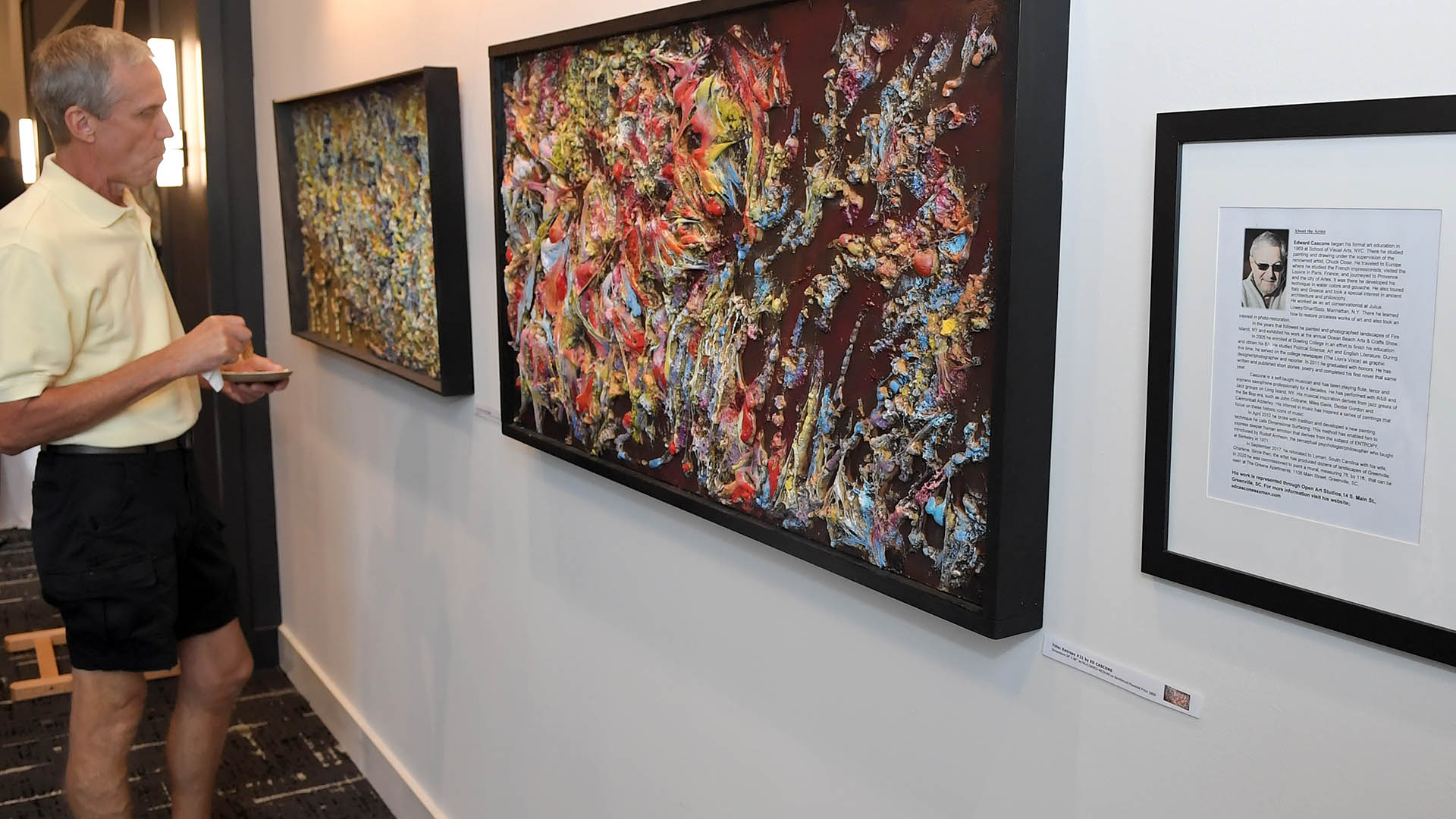 Jim Guirl enjoys the evening. The Simpsonville Arts Center presented the Ed Cascone Art Exhibition