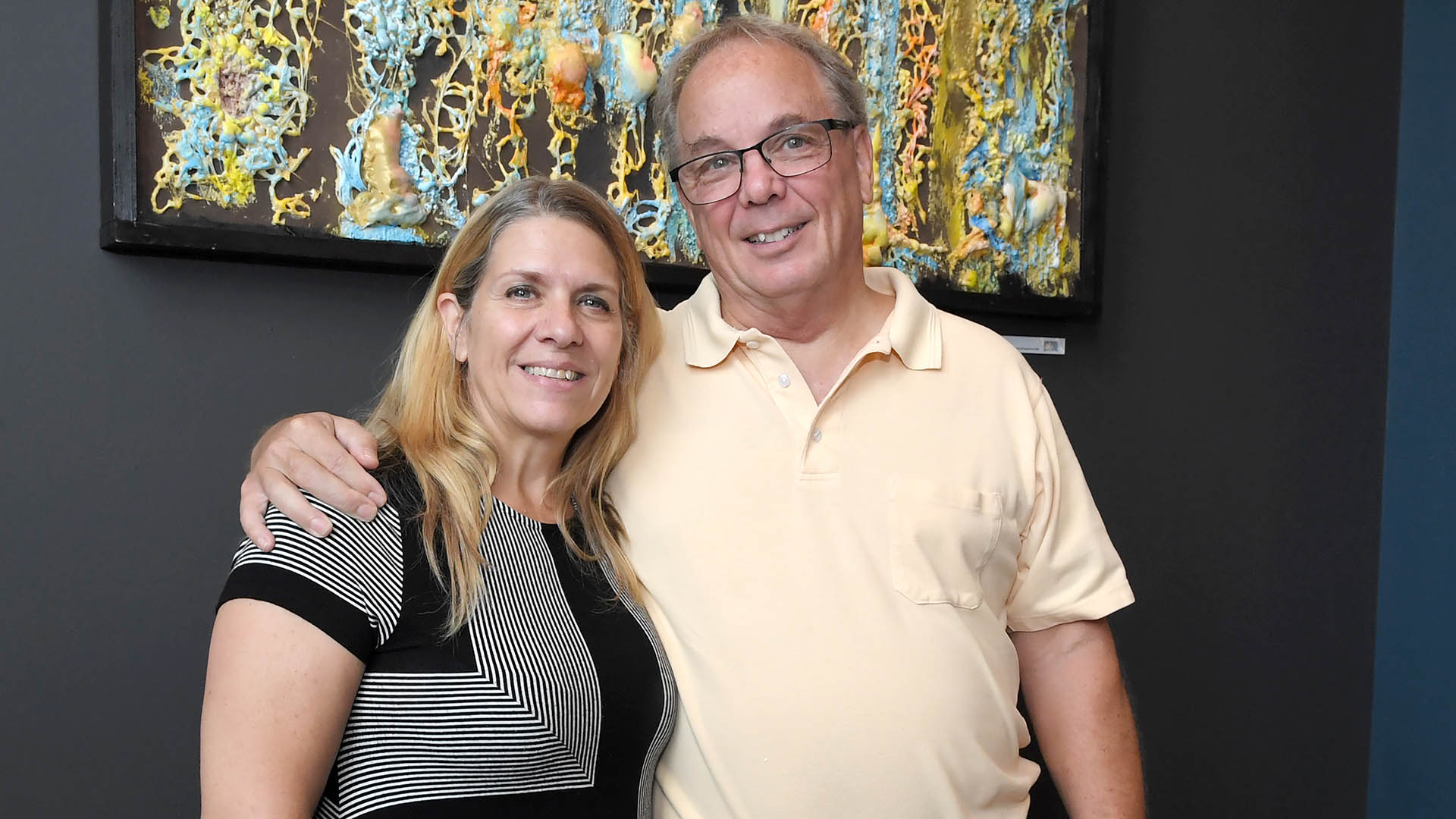 Dani and Kenn Sturgis enjoy the evening. The Simpsonville Arts Center presented the Ed Cascone Art Exhibition