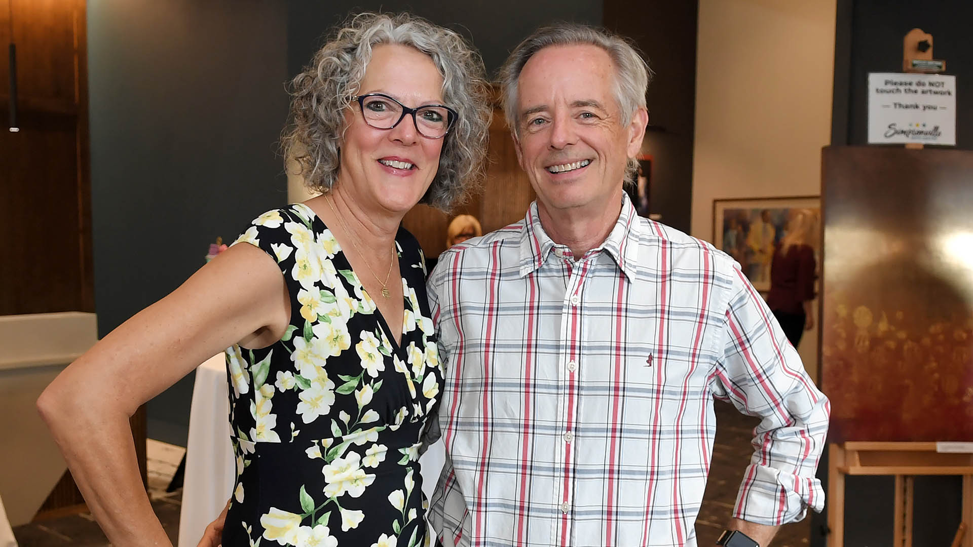 Melissa and Doug Spurgis welcome guests. The Simpsonville Arts Center presented the Ed Cascone Art Exhibition