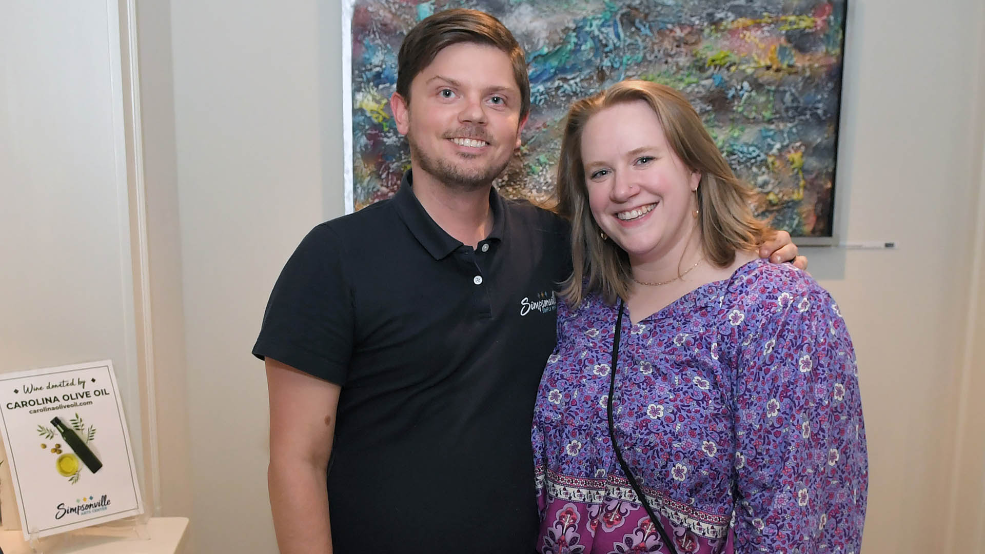 Justin and Meredith Campbell enjoy the evening. The Simpsonville Arts Center presented the Ed Cascone Art Exhibition