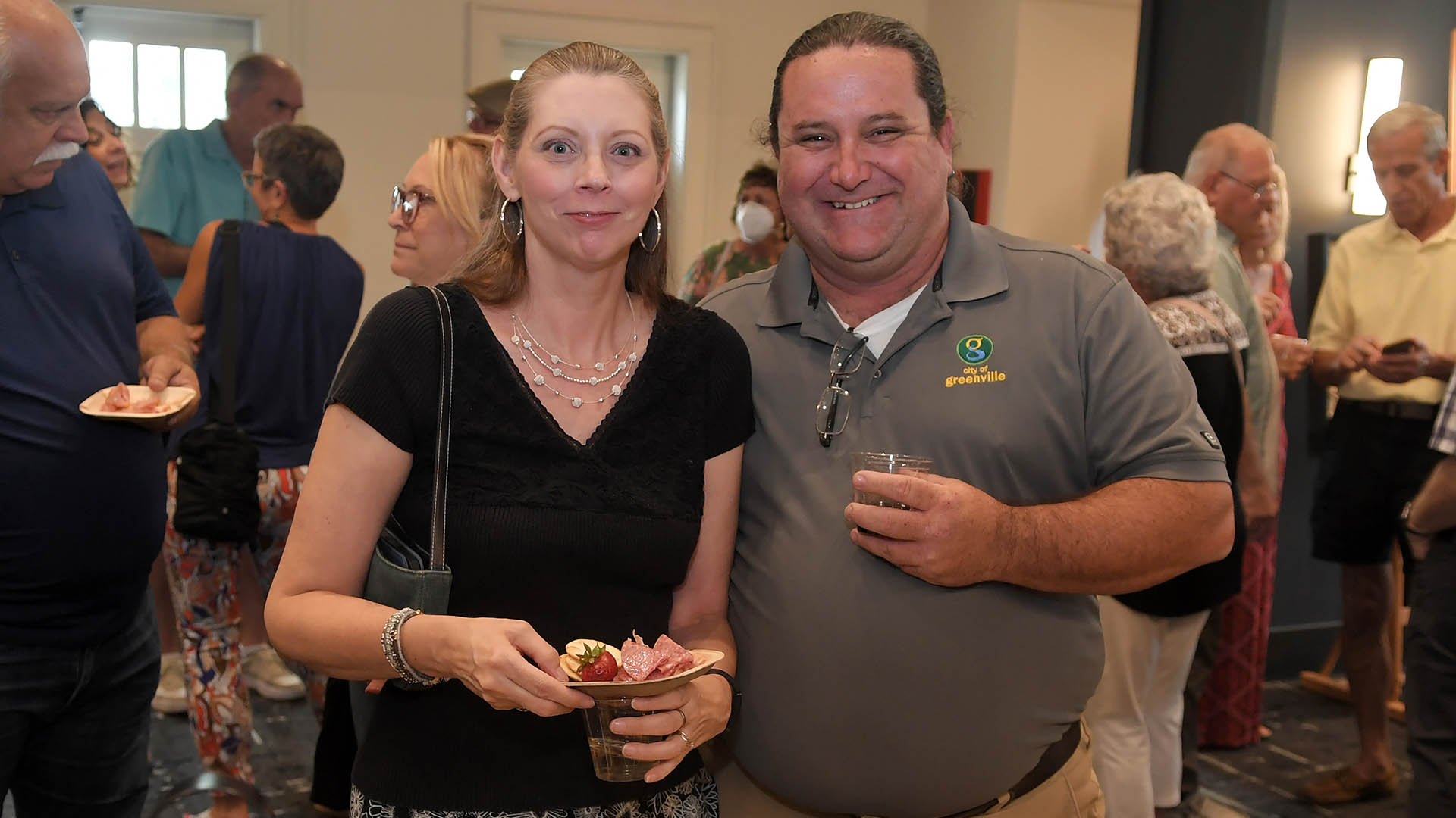 Sherry and Will Pelletier enjoy the evening. The Simpsonville Arts Center presented the Ed Cascone Art Exhibition