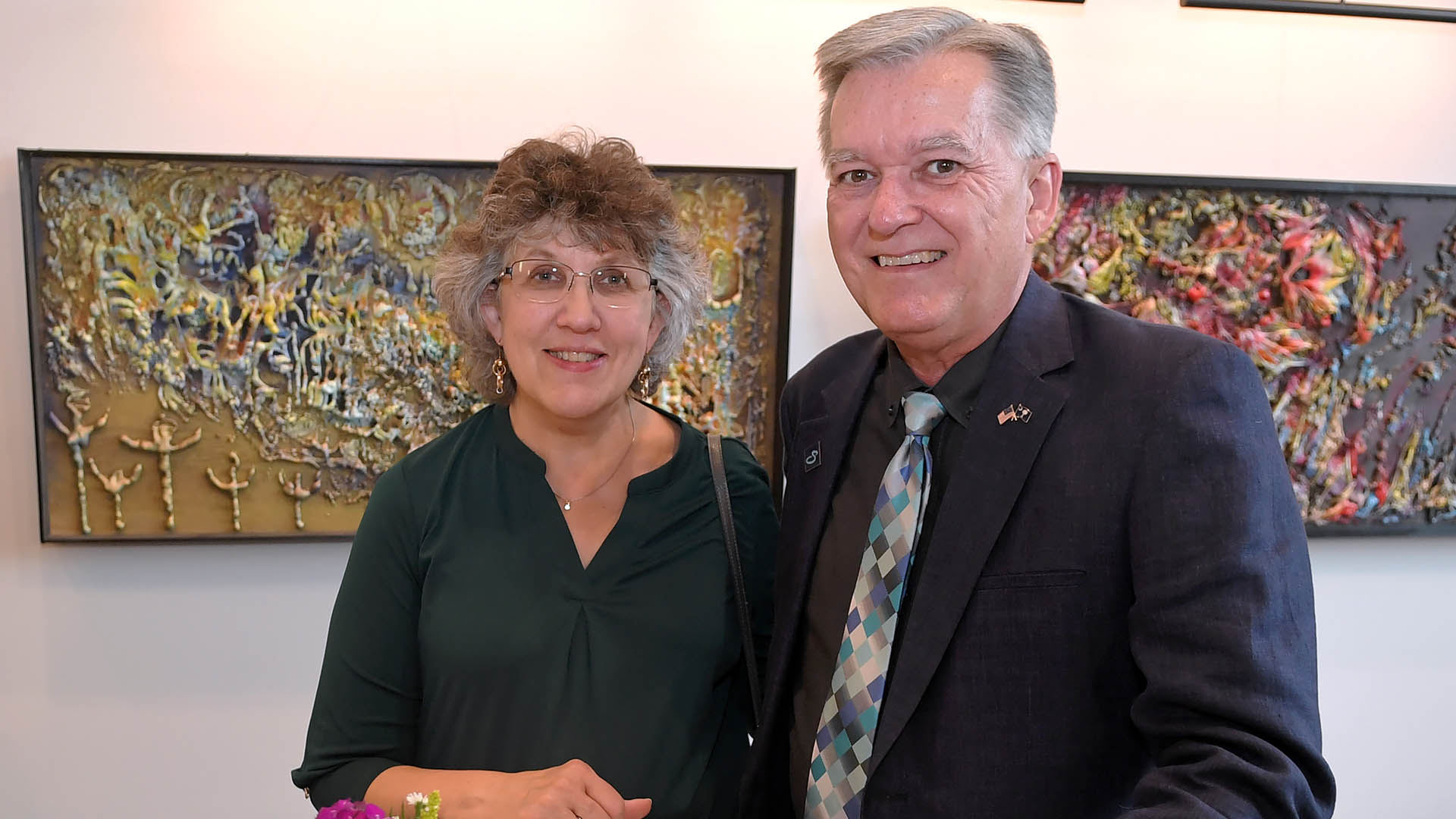 Sandy and Paul Shewmaker enjoy the evening. The Simpsonville Arts Center presented the Ed Cascone Art Exhibition