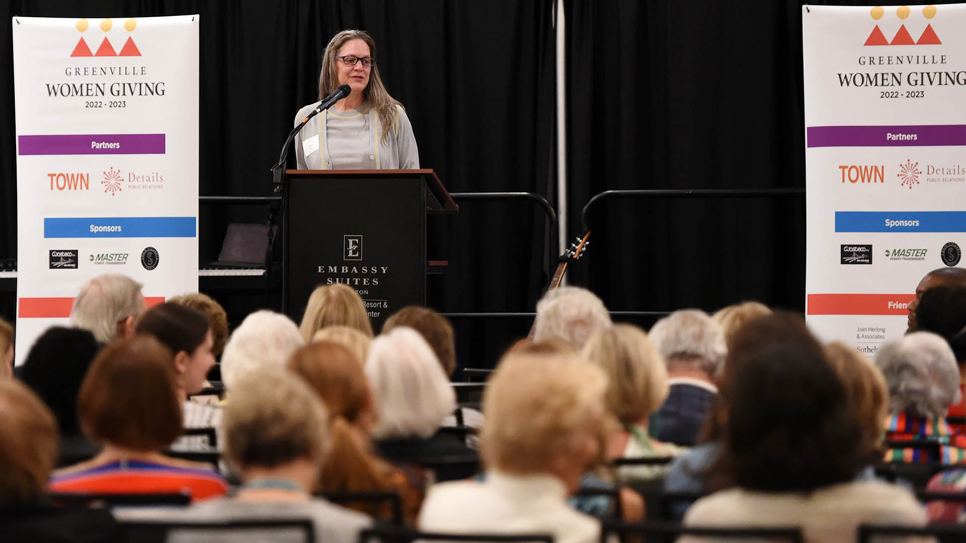 Mary Hipp welcomes guests. Greenville Women Giving kicked off it's 17th Season with a special Gala at the Embassy Suites Wednesday, September 14, 2022. GWINN DAVIS MEDIA