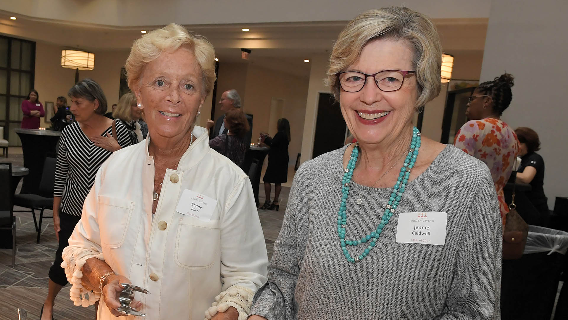 Elaine Hitch and Jennie Caldwell enjoy the evening. Greenville Women Giving kicked off it's 17th Season with a special Gala at the Embassy Suites Wednesday, September 14, 2022.