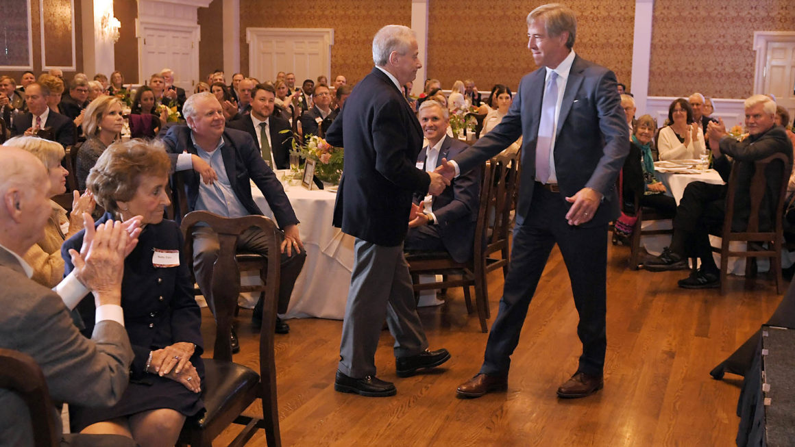 Rick Davis, recognizes Henry Horowitz. The Community Foundation of Greenville presented Charitable Giving Awards at the Poinsett Club Thursday, October 27, 2022.